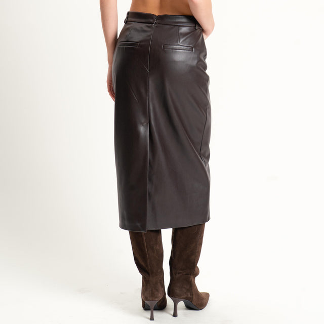 Vicolo-Gonna similpelle spacco dietro - moro