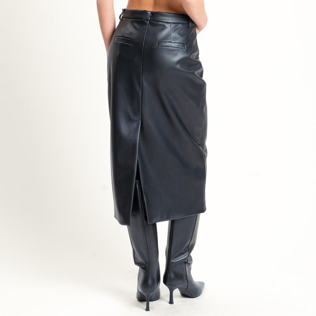 Vicolo-Gonna similpelle spacco dietro - nero