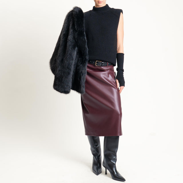 Vicolo-Gonna similpelle spacco dietro - Bordeaux