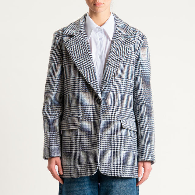 Vicolo-Giacca check oversize - latte/nero