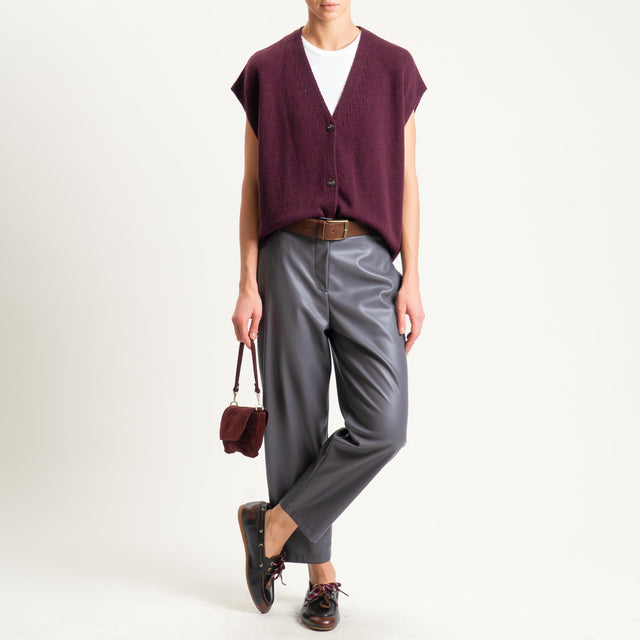 Vicolo-Pantalone carrot similpelle elastico dietro - piombo