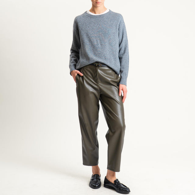 Vicolo-Pantalone similpelle elastico dietro - militare