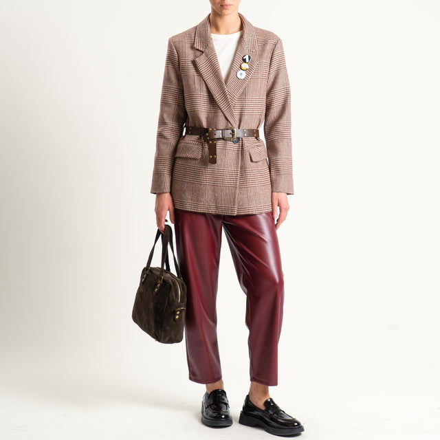 Vicolo-Pantalone similpelle elastico dietro - Bordeaux