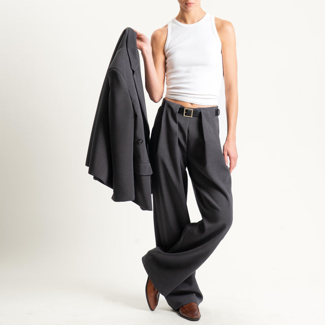 Vicolo-Pantalone wide leg con cintura - grigio