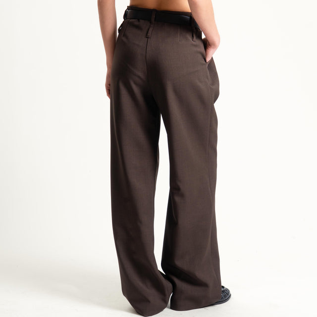 Vicolo-Pantalone wide leg con cintura - moro