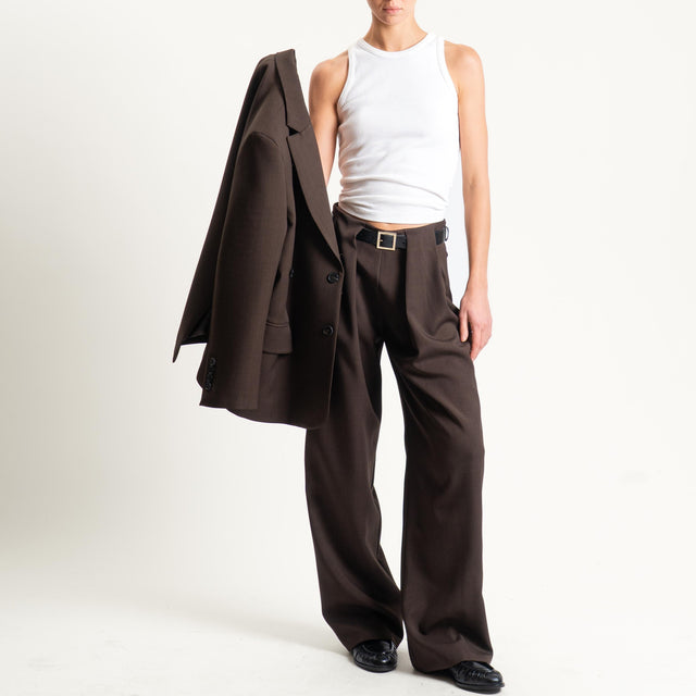 Vicolo-Pantalone wide leg con cintura - moro