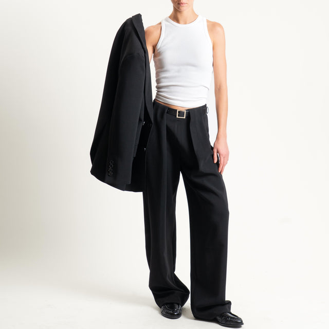Vicolo-Pantalone wide leg con cintura - Nero