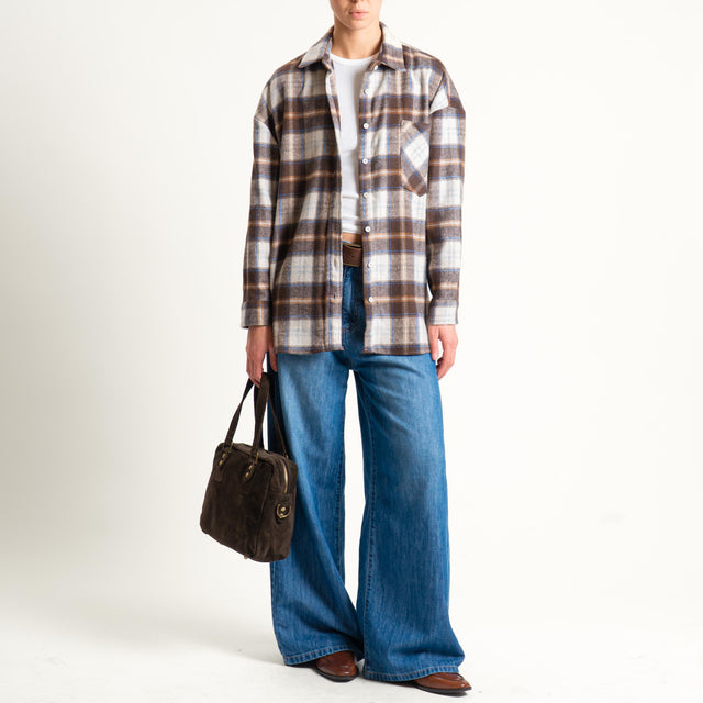Vicolo-Camicia check flanella - burro/moro