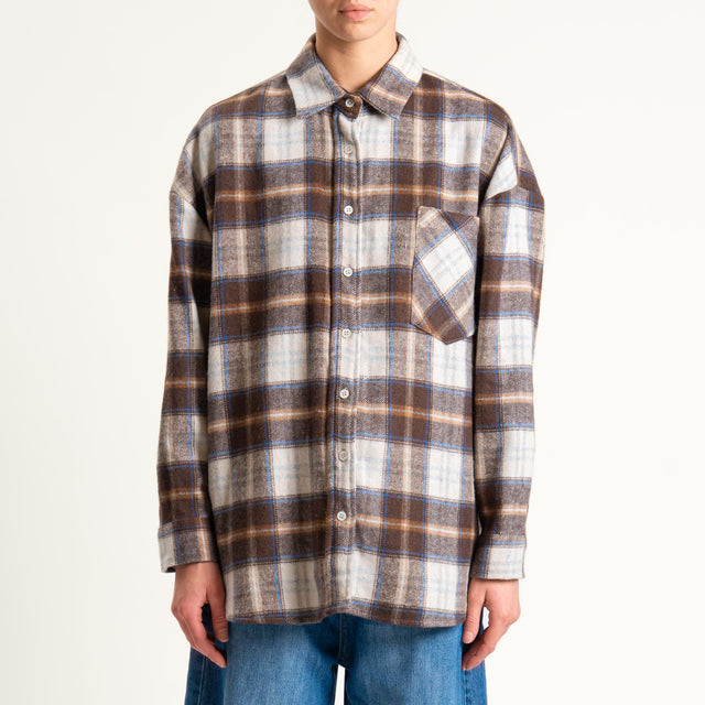 Vicolo-Camicia check flanella - burro/moro
