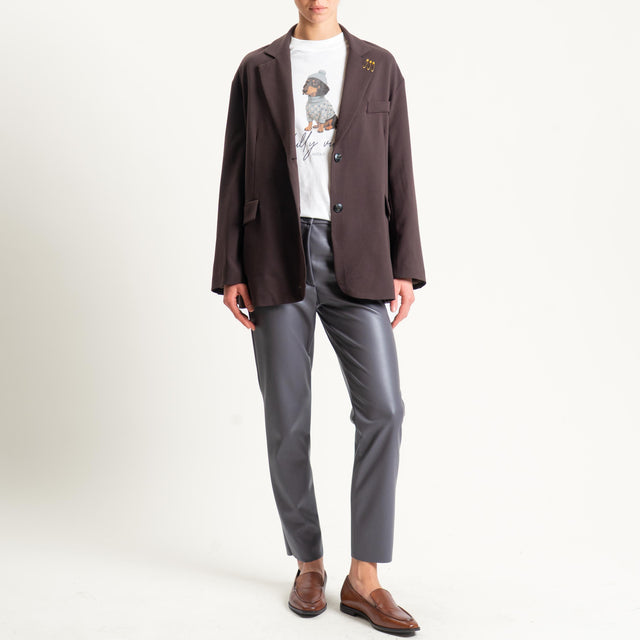 Vicolo-Pantalone similpelle slim fit - grigio