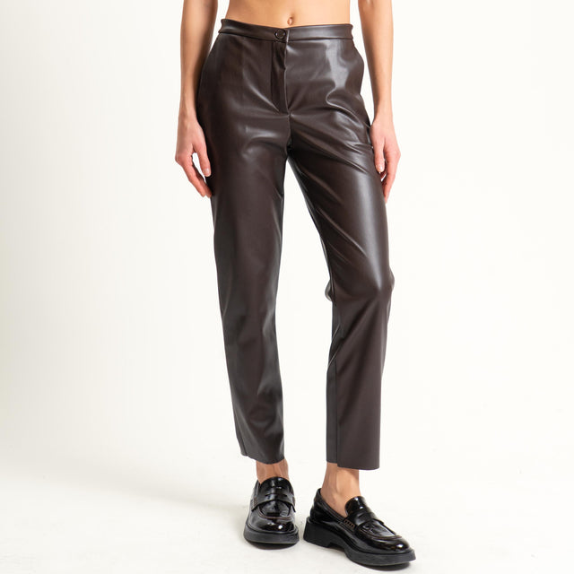 Vicolo-Pantalone similpelle slim fit - moro