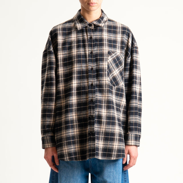 Vicolo-Camicia check flanella - sand/nero