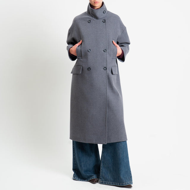 Vicolo-Cappotto doppio petto misto lana - grigio