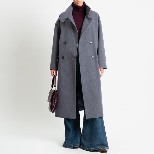 Vicolo-Cappotto doppio petto misto lana - grigio