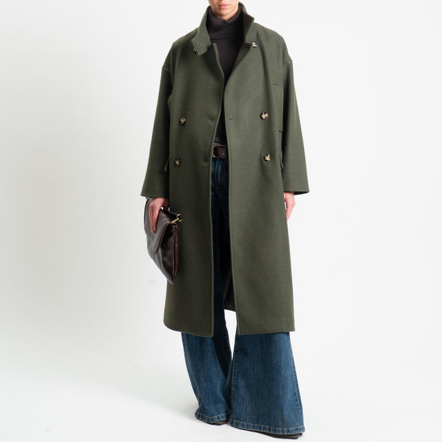 Vicolo-Cappotto doppio petto misto lana - militare