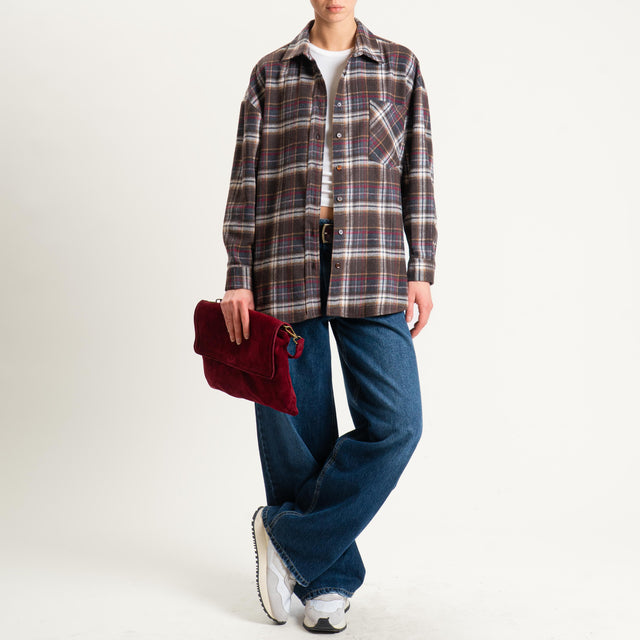 Vicolo-Camicia check flanella - moro/burro/vino
