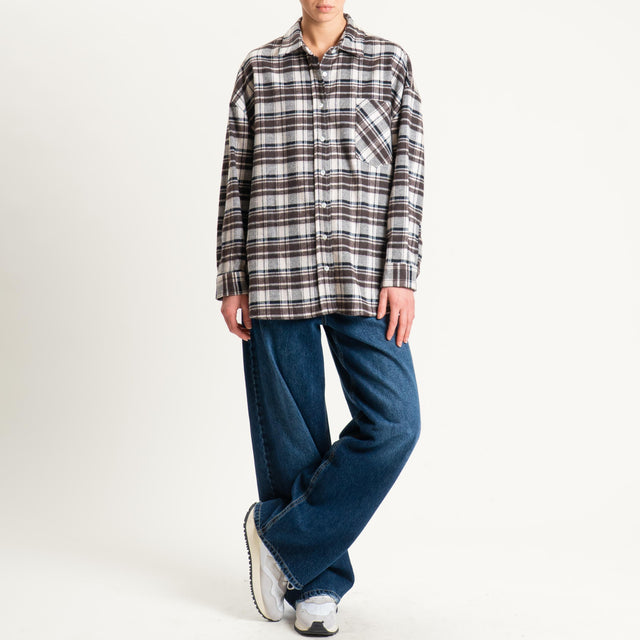 Vicolo-Camicia check flanella - burro/moro/nero