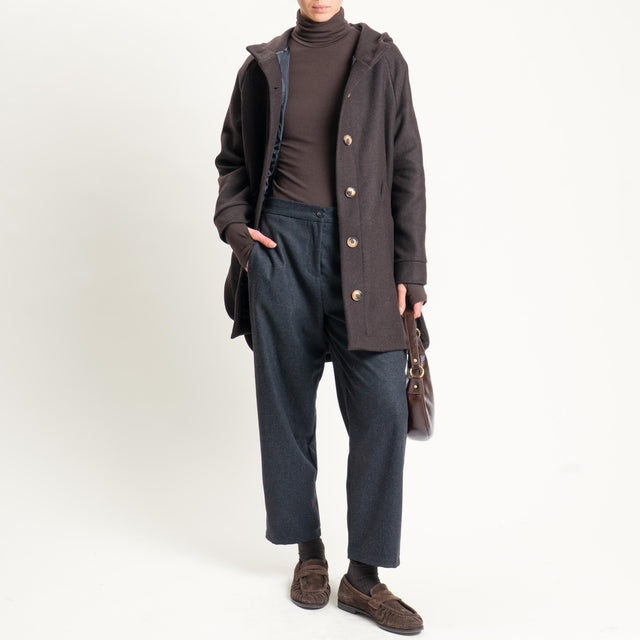 Vicolo-Pantalone flanella misto lana elastico dietro - antracite