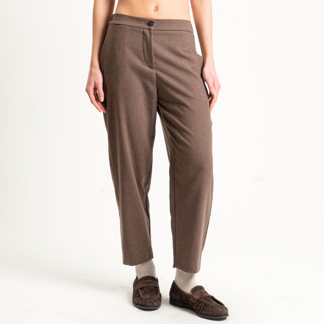 Vicolo-Pantalone flanella misto lana elastico dietro - nocciola