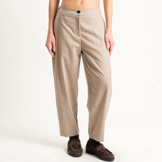 Vicolo-Pantalone misto lana elastico dietro - Beige