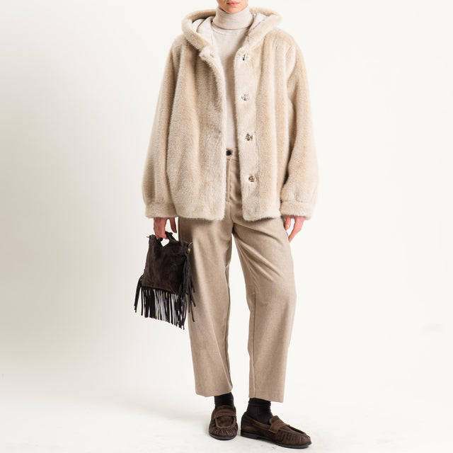 Vicolo-Pantalone misto lana elastico dietro - Beige