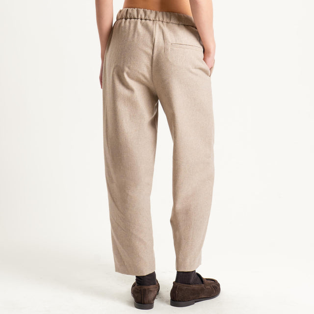 Vicolo-Pantalone misto lana elastico dietro - Beige