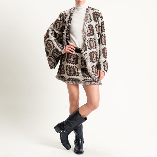 Vicolo-Cardigan misto lana fantasia - moro/latte