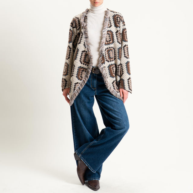 Vicolo-Cardigan misto lana fantasia - moro/latte