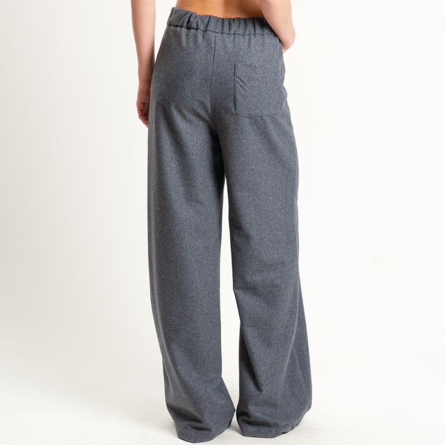 Vicolo-Pantalone flanella misto lana wide leg - grigio