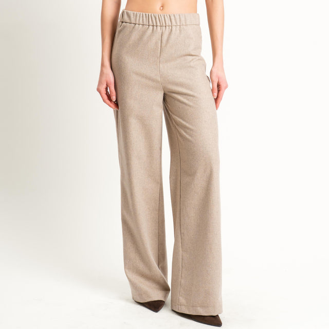 Vicolo-Pantalone flanella misto lana wide leg - beige