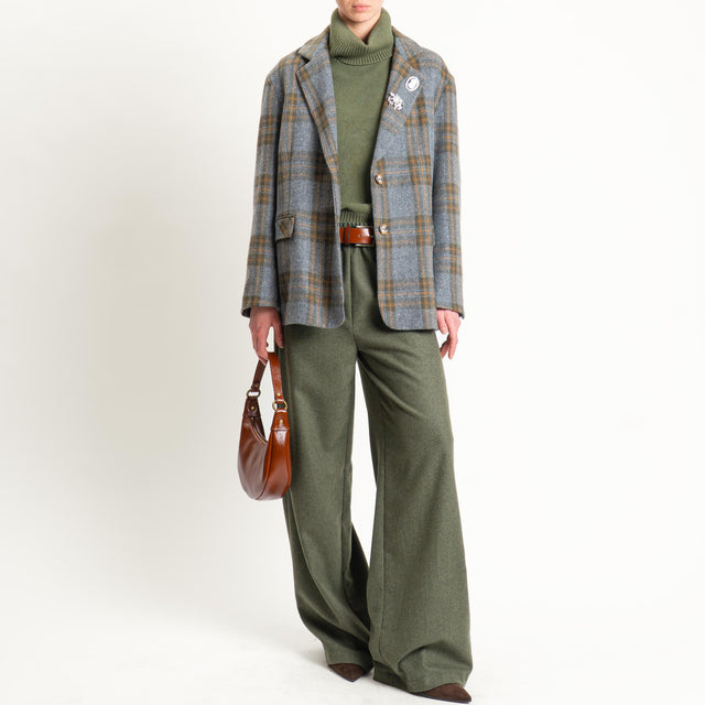 Vicolo-Pantalone flanella misto lana wide leg - militare