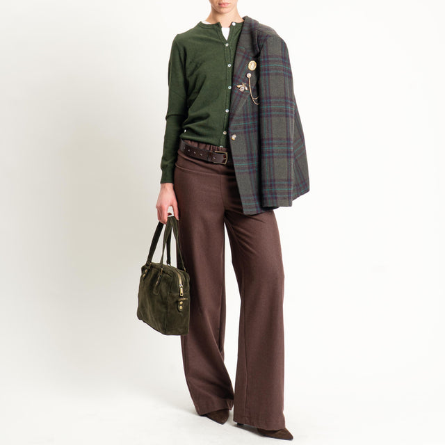 Vicolo-Pantalone flanella misto lana wide leg - tabacco