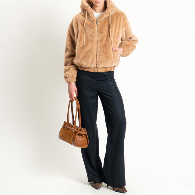 Vicolo-Pantalone flanella misto lana wide leg - nero