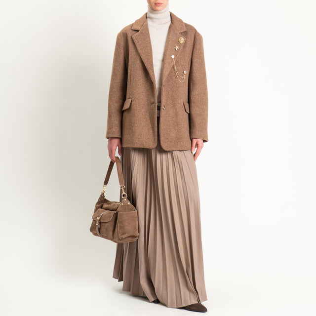 Vicolo-Giacca cappotto oversize con spille - camel