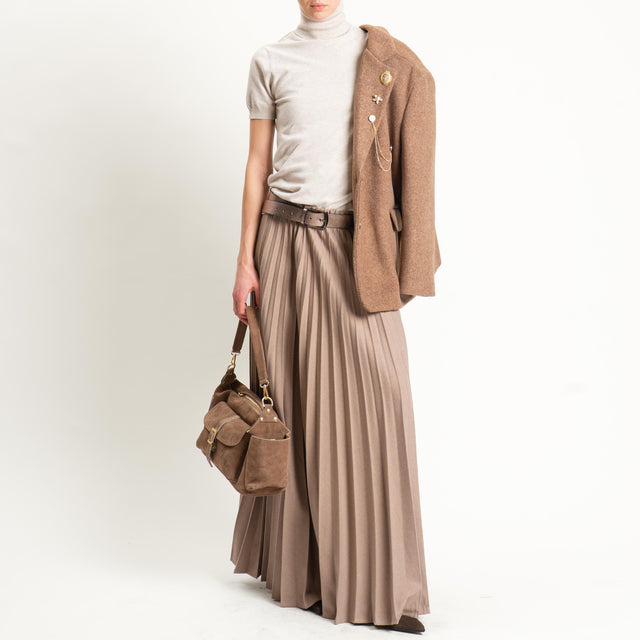 Vicolo-Gonna plissè elastico in vita - beige