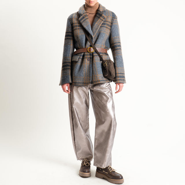 Vicolo-Pantalone barrel similpelle - laminato bronzo