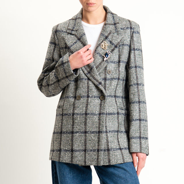 Vicolo-Giacca check misto lana - militare/latte/moro