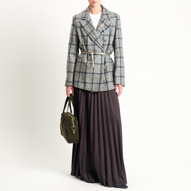 Vicolo-Giacca check misto lana - militare/latte/moro