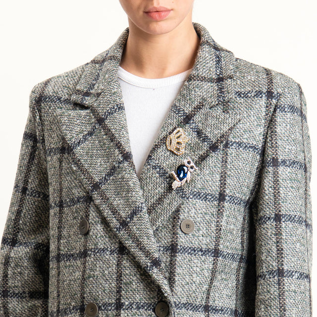 Vicolo-Giacca check misto lana - militare/latte/moro