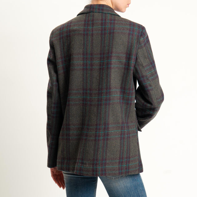 Vicolo-Giacca fantasia misto lana con spille - check militare/moro