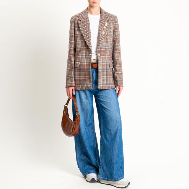 Vicolo-Giacca fantasia misto lana con spille - principe di galles coccio/militare/latte