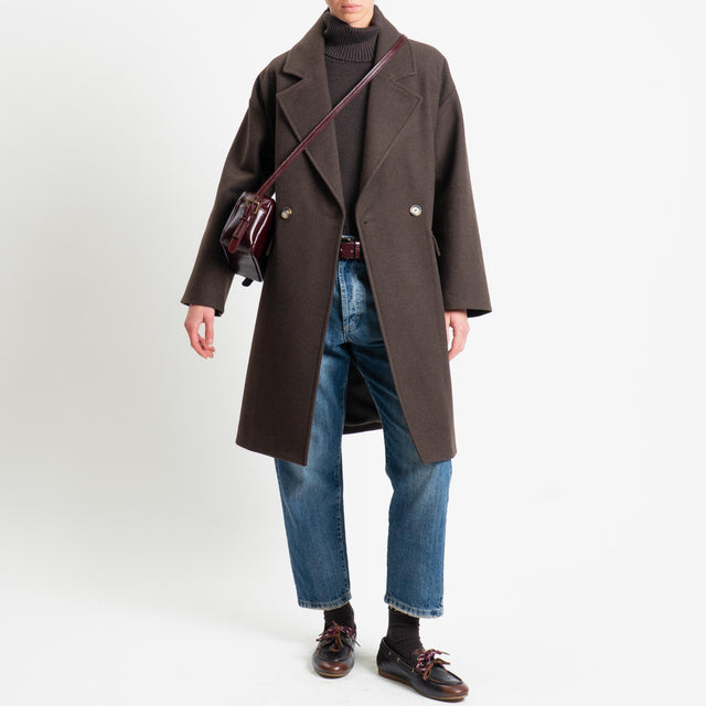 Vicolo-Cappotto misto lana egg fit - moro