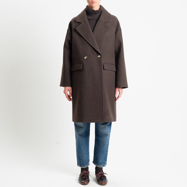 Vicolo-Cappotto misto lana egg fit - moro