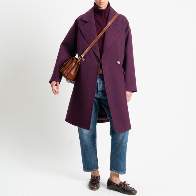 Vicolo-Cappotto misto lana egg fit - burgundy