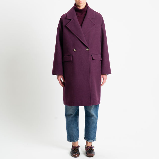 Vicolo-Cappotto misto lana egg fit - burgundy