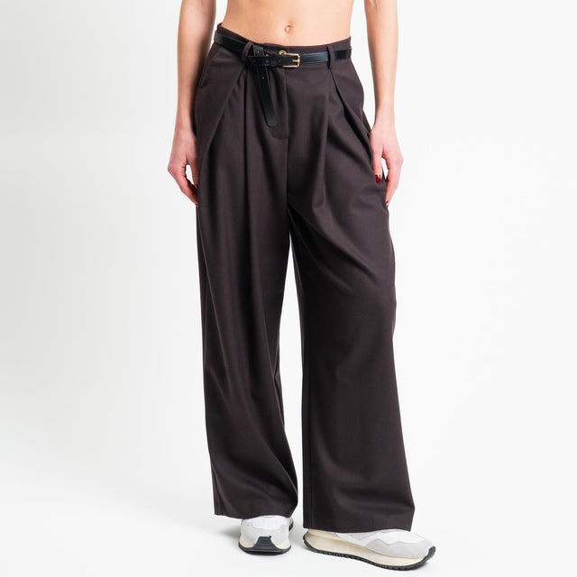 Vicolo-Pantalone pinces con cintura - moro