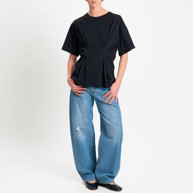 Vicolo-T-shirt con riprese davanti - nero