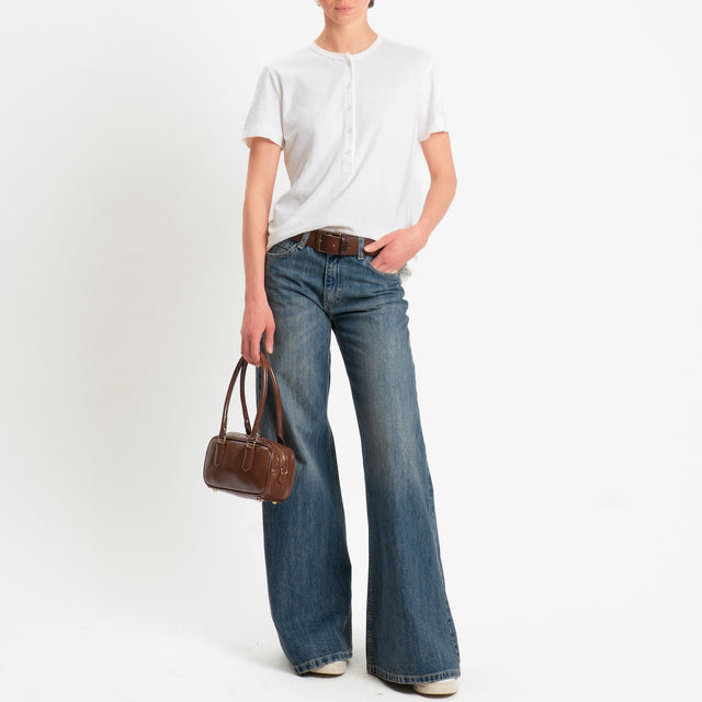 Vicolo-T-shirt chester mezza manica - panna