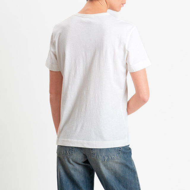 Vicolo-T-shirt chester mezza manica - panna