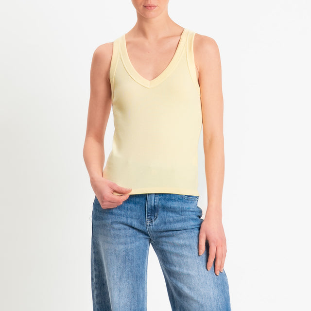 Vicolo-Top scollo v a costine - yellow